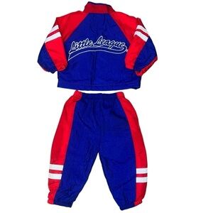 HP🎉RARE⚾️Vintage Little League Official Gear Red Blue Wind Suit Tracksuit 18 mon